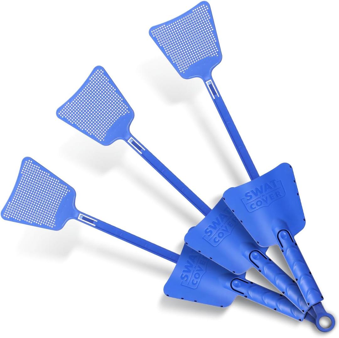 Improved Fly and Bug Swatter w/Integrated Cover, Flexible Bug Smasher for Flies and Bugs Swatting, Surface-Friendly Design, Adjustable Racket Handle - Fly Swatter for Indoors (Pack of 3) Improved Fly and Bug Swatter w/Integrated Cover, Flexible Bug Smasher for Flies and Bugs Swatting, Surface-Friendly Design, Adjustable Racket Handle - Fly Swatter for Indoors (Pack of 3)