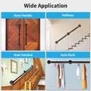 Industrial Staircase Railing, 6FT/180CM Galvanized Pipe Handrail with Wall Mount Support