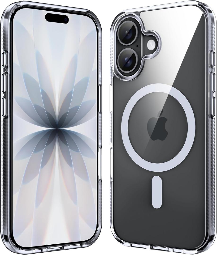Supdeal Magnetic Clear Case for iPhone 17, [Compatible with MagSafe] [Non Slip Bumper & Not Yellowing] Military Grade Shockproof Transparent Silicone Phone Cover, 6.3", Transparent