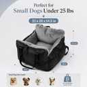Dog Car Seat for Small Dogs Under 25 Lbs, Washable Pet Booster Seat with Safety Leash, Portable Dog Travel Bed with Carry Handles & Side Pocket for Front or Back Seat, Black/Grey