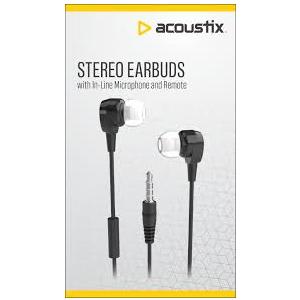 ACUSTIX STEREO EARBUDS WITH IN-LINE MICROPHONE AND REMOTE