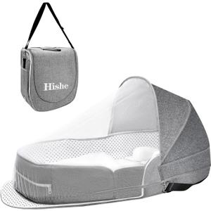Baby Travel Bassinet Portable Bassinets: Foldable Lightweight Travel Pod Infant Co-Sleeper Bed with Mosquito and Canopy Outdoor Newborn Essentials Gift