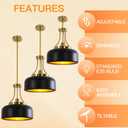 13.8 inch Nordic Industrial Style Black Gold Pendant Light with Adjustable Height for Kitchen Island/Dining/Living Room Retro Lighting Fixtures