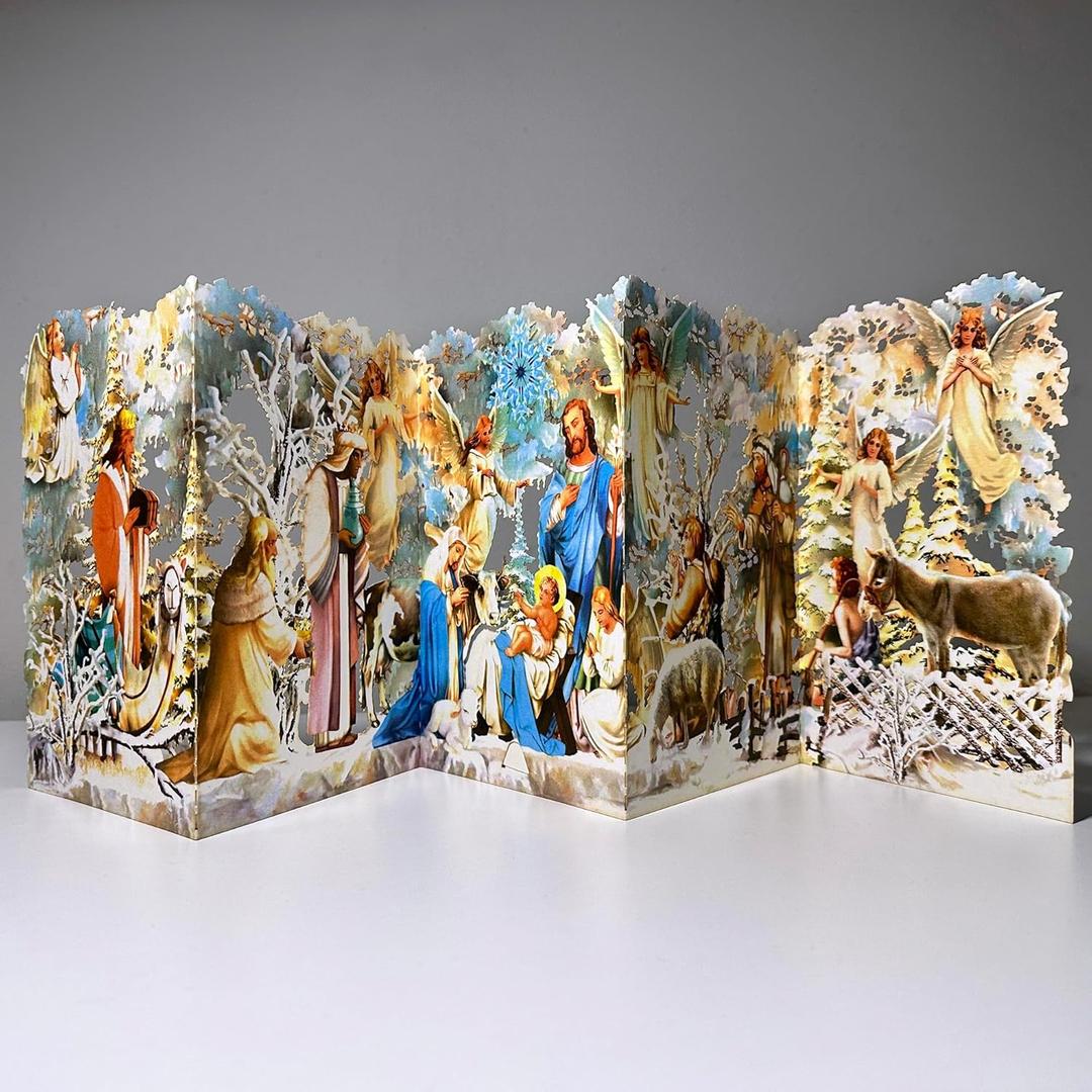 5 x Decoration Greeting Card Merry Christmas Religious Nativity Scene Holiday Theme Festive Christmas Decoration Unique Seasonal Card