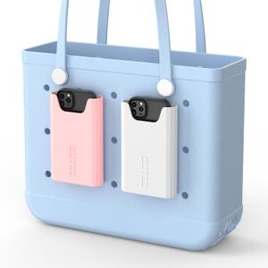 OUTXE 2 Pack Bogg Bag Phone Holder Compatible with All Bogg Bags, Silicone Cell Phone Holder Accessories for Bogg Bag, White and Pink Phone Case Holder Insert for Simply Southern (#2-Pink+White)