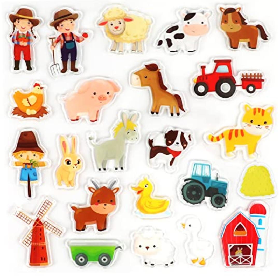 Farm Animals Window Cling Window Thick Gel Clings Decals Stickers for Kids Toddlers and Adults Home Airplane Classroom Nursery Farm Party Supplies Decorations Removable and Reusable 23 PCS