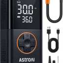 AstroAI L7 Tire Inflator Portable Air Compressor Cordless Mini Bike Pump with Digital Dual Values Display, 150 PSI Car Tires Air Pump with LED Lights&Pressure Gauge for Auto, Motorcycles, Bikes, Balls (Orange)