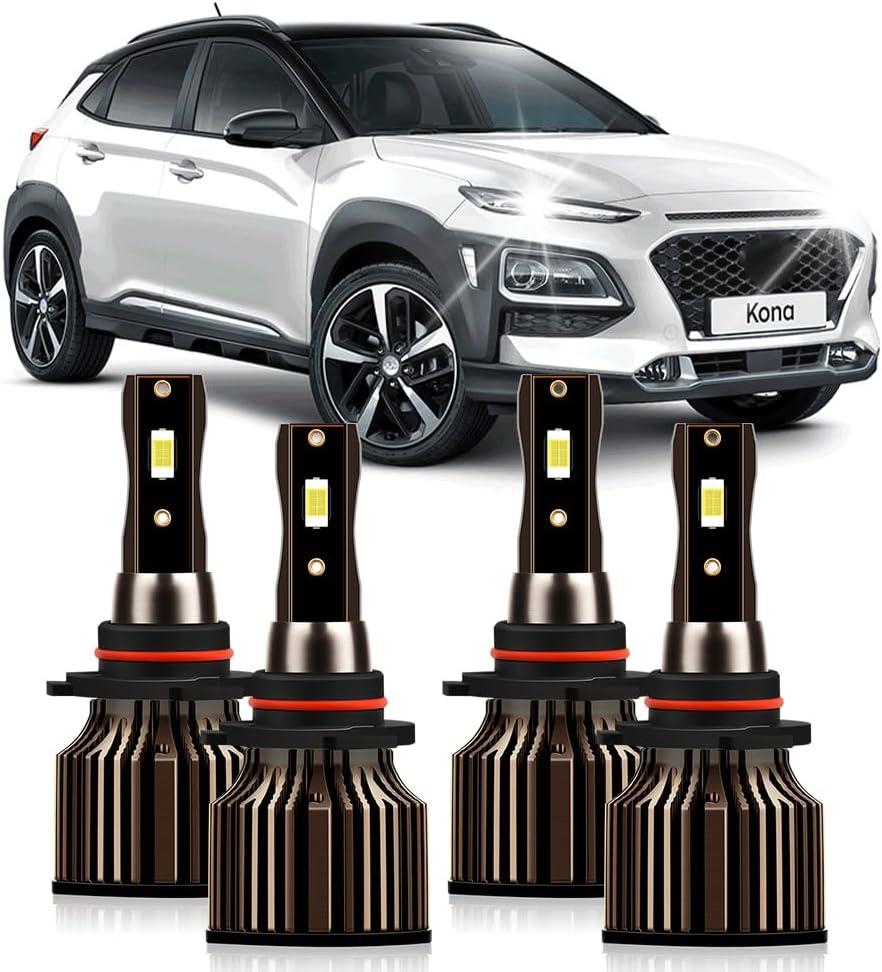 For Hyundai Santa Cruz 2022 2023 2024 Light Bulbs, 400% Brightness Hi and Lo Beam Light Bulbs, Superfocused Beam Mode, 6000K White, 30000LM Super Bright, 4PCS