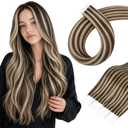 Brown Tape in Hair Extensions Human Hair, Brown Highlighted with Blonde, Invisible Seamless Tape for Hair Extensions Tape Ins Glue in Remy Human Hair, 18 Inch #P4/27 20pcs 50g
