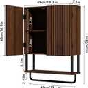 RUSTOWN Fluted Bathroom Wall Cabinet with 2 Doors, 3-Tier Modern Farmhouse Medicine Cabinet, Over The Toilet Storage Cabinet with Adjustable Shelf and Towel Bar (Dark Walnut, Medium)