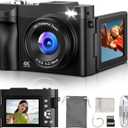 Digital Camera 4K for Photography Vlogging: 50MP Cameras for Video - 16X Zoom Photo Camera Gifts for Teens Ages 8-16 - 180Flip Screen Compact Cmara - Point and Shoot Digital Cameras for YouTube