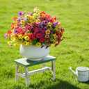 16 Bundles Artificial Flowers for Outdoor Realistic Faux Flower Spring Summer Garden Home Decoration, Hanging Daisy with Eucalyptus Leaves Fake Plants Greenery Balcony Porch Patio Front Door Decor