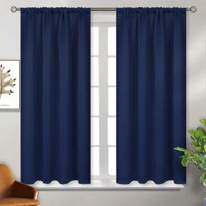 BGment Blackout Curtains 54 Inches Long for Bedroom - Room Darkening Drapes Thermal Insulated Blinds with Rod Pocket for Living Room Windows, Navy Blue, 42 x 54 Inch, 2 Panels