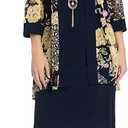R&M Richards Women's Elegant Sheer Floral Jacket Dress W/Attached Necklace 16 Size
