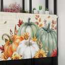Fall Orange White Pumpkin Valances for Windows 54" W x 18" L Sunflower Sage Green Leaf Thanksgiving Rod Pocket Curtains Valance Short Window Treatment Drapes for Living Room, Bedroom Bathroom Decor