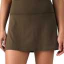 Colorfulkoala Dreamlux Skirts for Women High Rise Athletic Golf Tennis Skorts Built-in Shorts with Pockets (Cocoa)