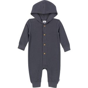 Gerber baby-girls Baby Boys' Hooded Romper (Newborn, Charcoal)