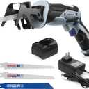 WORKPRO 12V Cordless Reciprocating Saw with Clamping Jaw, 2.0Ah Li-Ion Battery with 1 Hour Fast Charger, Variable Speed and Tool-Free Blade Change, 3 Saw Blades for Wood & Metal Cutting