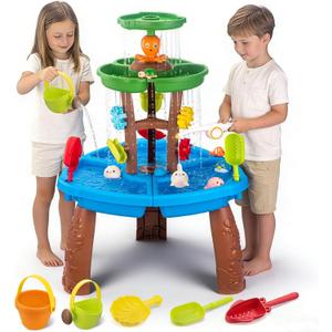 VROGTIK Water Table for Toddlers with Fishing Game Set 3-Tier Kids Sand Water Table Sensory Outdoor Toys for Kids Ages 4-8 Summer Beach Outside Toys Backyard for Kids Toddlers Age 3 4 5 6 7 8 9 10