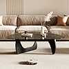 Honyee Morden Coffee Table, 42.5" x 28.5" x 16.1" Triangle Tempered Glass Top for Living Room, Color: Black