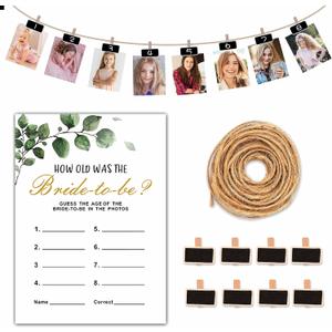 Bridal Shower Games, How Old Was The Bride To Be Bachelorette Party Games, Wedding Shower Games, Set Of 30 Game Cards (B04) (Greenery)