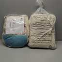 CASAAGUSTO Queen Comforter Set, 7 Pieces Beige Seersucker Bed in a Bag Queen Size Soft All Seasons, Bedding Sets with Comforter, Flat Sheet, Fitted Sheet, 2 Pillow Shams, 2 Pillowcases