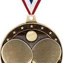 Ping Pong Medals, 2" Gold Table Tennis Medal Award with Free Custom Engraving, 3 Pcs