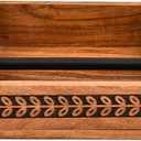 Nirman Napkin Holder Iron & Acacia Wood with Iron Rod Rustic Tabletop Napkin Dispenser for Kitchen, Dining Table, or Countertop (7.5" x 7.5" x 2.5")