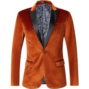 THWEI Mens Velvet Blazer Slim Fit Suit Jacket One Button Tuxedo Blazer Wedding Prom Dinner M, Gold THWEI Mens Velvet Blazer Slim Fit Suit Jacket One Button Tuxedo Blazer Wedding Prom Dinner M, Gold