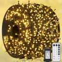 weillsnow 328 FT 1000 LED Christmas Lights, 8 Lighting Modes with Remote & Timer Christmas Tree Lights, Waterproof for Outdoor Bedroom Backyard Tree Wall Christmas Decoration (Warm White)