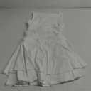 Kaximil Women's Ruffle Hem Boat Neck Mini Dress Sleeveless Ruched Corset Short Party Dresses (Medium, White)