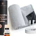 Grounding Blanket for Bed - 5'x4' Soft Cozy Earth-Connected Fleece Throw Blanket with Silver Fiber for Relaxation