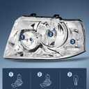 Nilight Headlight Assembly Compatible with 2003 2004 2005 2006 Ford Expedition Headlamps Replacement Chrome Housing Clear Reflector Lens Driver and Passenger Side