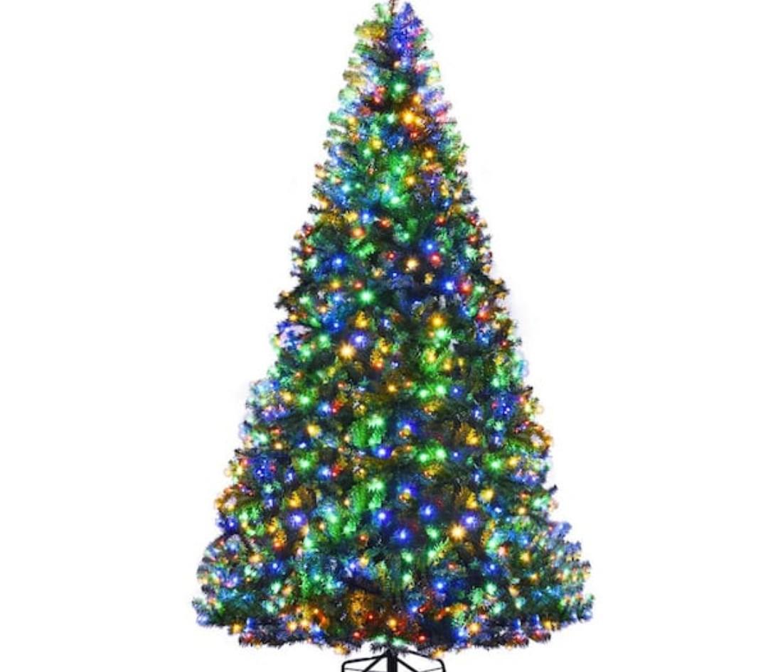 9 ft. Pre-Lit LED Hinged Artificial Christmas Tree with 1000 LED Lights and Stand