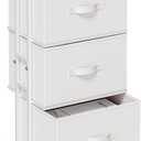 OLIXIS Dresser Storage with 3 Drawers, Fabric Dresser Tower, White, 11.8"D x 16.7"W x 30"H