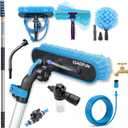 IGADPole 28 FT Water-Fed Washing Kit with Soap-Dispenser, Brush, 10 Squeegee & Cobweb Duster for Windows, Gutters, Solar Panels & Exterior Walls