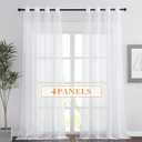 RYB HOME Sheer Curtains 4 Panels Set 108 Inches Long, Solid Voile Light Filtering Airy Curtains Window Treatment Drapes for Living Room, Elegant Bedroom Window Panels, White, Width 54, Grommet