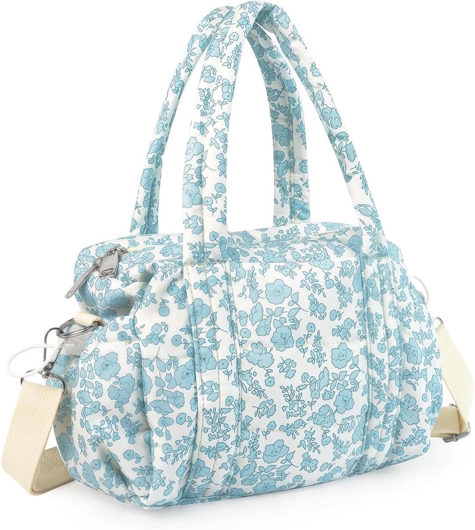 Small Gym Bag for Women, Mini Crossbody Gym Bag with Detachable Strap, Floral Tote Bag with Wet Pocket for Sport Work Fitness Travel