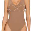 Decorus Women's Shapewear Tank Bodysuits - Plunge V Neck Sleeveless Shapewear： Built in Bra V Backless Thong Body suits Tops, Large