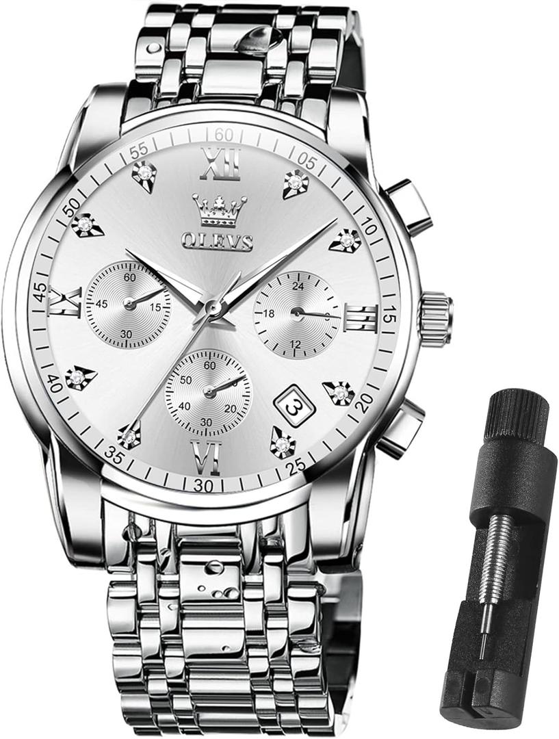 OLEVS Mens Watches Waterproof Stainless Steel Adjustable Bracelet Watch Quartz Analog Watch for Men Fashion Business Classic Mens's Wrist watch's Casual Watches Gold/Blue/Black/White/Face/Dial