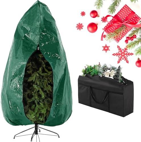 Meonum Upright Christmas Tree Storage Bag with Ornament Storage Bag Waterproof Heavy Duty Tear-proof Container Combo Set Fits 7.5 Ft Xmas Tree (9ft)