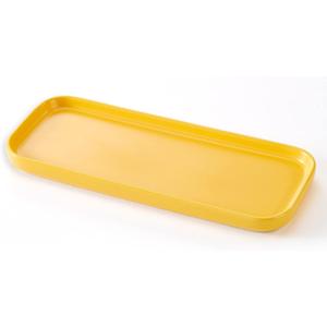 Ceramic Bathroom Tray,Kitchen Sink Organizer Tray,Cosmetics Holder,Vanity Trays,Candle Tray,Dessert Plate,Simple Style Rectangle Tray for Dessert Fruit Jewelry Perfume Soap Succulents Plant (Yellow)