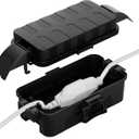 Flemoon Small Outdoor Electrical Box Waterproof w/Detachable Shield Covers, IP55 Extension Cord Cover for Plug, Outlet, Holiday Lights, Weatherproof Connection Box(Inner 5.9 x 3.2 x 1.8inch), Black