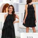 DRESSTELLS Women's Cocktail Ruffle Tiered Dresses, Formal Wedding Guest Holiday Party Halter Mini Dress (Black, L)