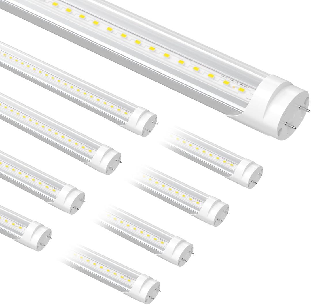 8-Pack Light Bulbs Replacement 4FT, T8 LED Bulbs 4 Foot Type A+B, 24W (65W Equivalent) 3200LM, 5000K Daylight, 48 Inch Tube, F32T8 or F40T12 LED Replacement, Non-Dimmable