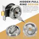 uxcell Round Recessed Door Lock, Stainless Steel Pocket Privacy Door Lock Latch with Key 2 1/6" Backset Hardware for 1-3/8" to 2" Door Panel Thickness, Silver
