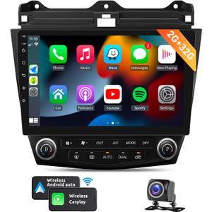 Naifay Android Car Radio for Honda Accord 7th 2003 2004 2005 2006 2007 with Wireless Carplay Android Auto, 2+32G 10.1inch Touch Screen for Honda Accord Car Stereo Bluetooth/GPS/WiFi/SWC/Split Screen