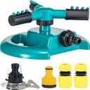 360 Rotating Lawn Sprinkler, 2 Modes Automatic Garden Sprinkler with Full Hose Connectors Kit, Yard Sprinkler for Lawn, Garden, Patio Irrigation (Dark Green)