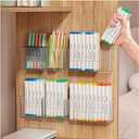 2 Pack Wall Mounted Marker Holder, 3 Compartments Clear Pen Holder Organizer, No Drill Wall Pencil Storage Rack Office Accessories Organizer (Clear)