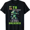 6th Birthday Level Unlocked Pixel Dab 6 Bday Gamer Boys Kids T-Shirt, XS